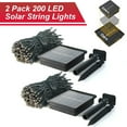 thumbnail image 3 of 2 Pack Green Lights Solar Powered  200 LED 75.5ft Each Solar String Lights Outdoor Waterproof  8 Modes Green Christmas Lights for Patio  Garden  Tree  Halloween Decorations, 3 of 15