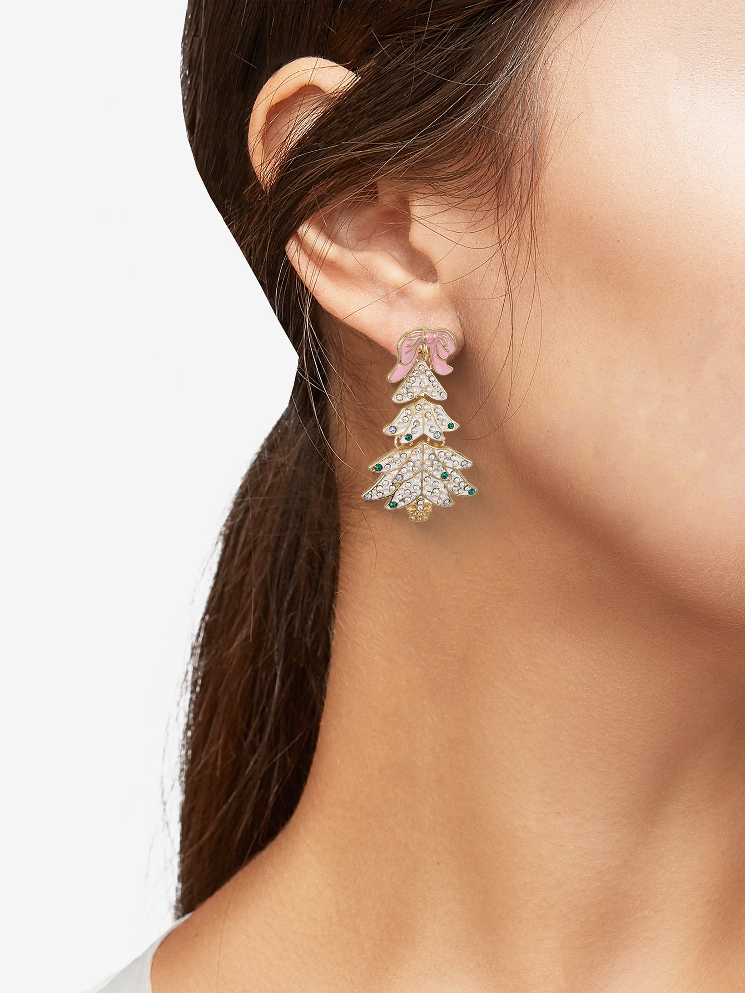 Packed Party White Christmas Tree Earrings