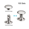 thumbnail image 3 of Unique Bargains 100 Sets Leather Rivets 8mm Double Cap Rivets 8mm Height Metal Studs Rivet, Silver Tone, 3 of 5