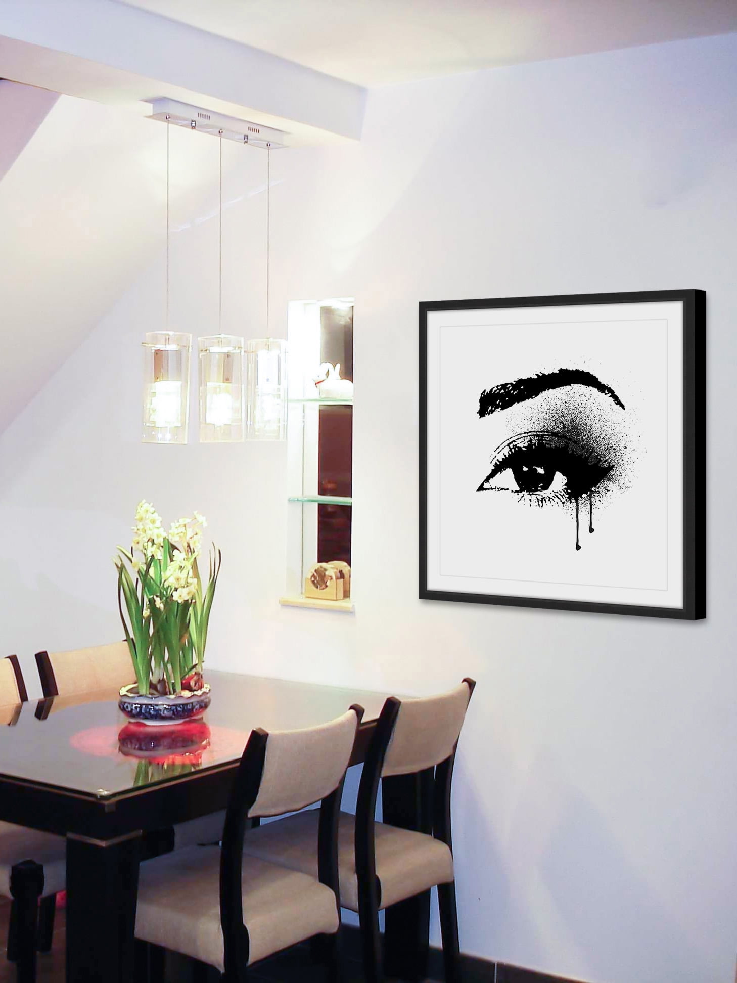 "Black Drip Eye" Framed Painting Print