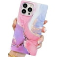 thumbnail image 1 of HAHDAXIA Luxury Square Compatible with iPhone 12 Pro Max Case Marble, Slim Stylish Matte Soft TPU Silicone Gel Shockproof Protective Durable Cases Cover for iPhone 12 Promax 6.7-inch(Pink & P, 1 of 6