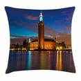 thumbnail image 1 of European Throw Pillow Cushion Cover, Stockholm Scenic Night at City Hall Old Town Enchanted Town Sweden View, Decorative Square Accent Pillow Case, 24 X 24 Inches, Blue Cinnamon Mauve, by Ambesonne, 1 of 2