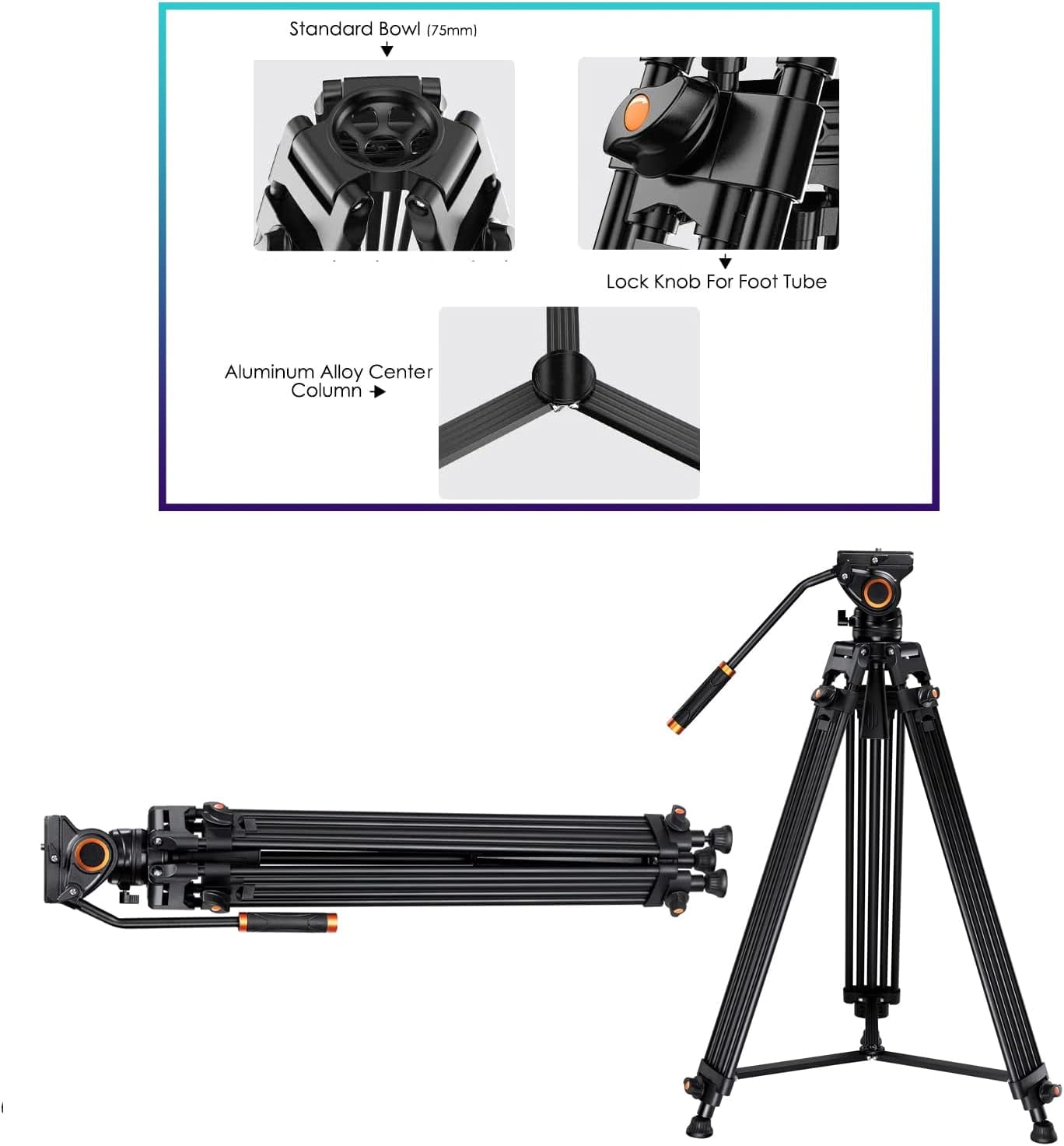 Professional Quad Tube Aluminium 72" Tripod For Canon Zoom Telephoto EF 100-400mm f/4.5-5.6L IS USM