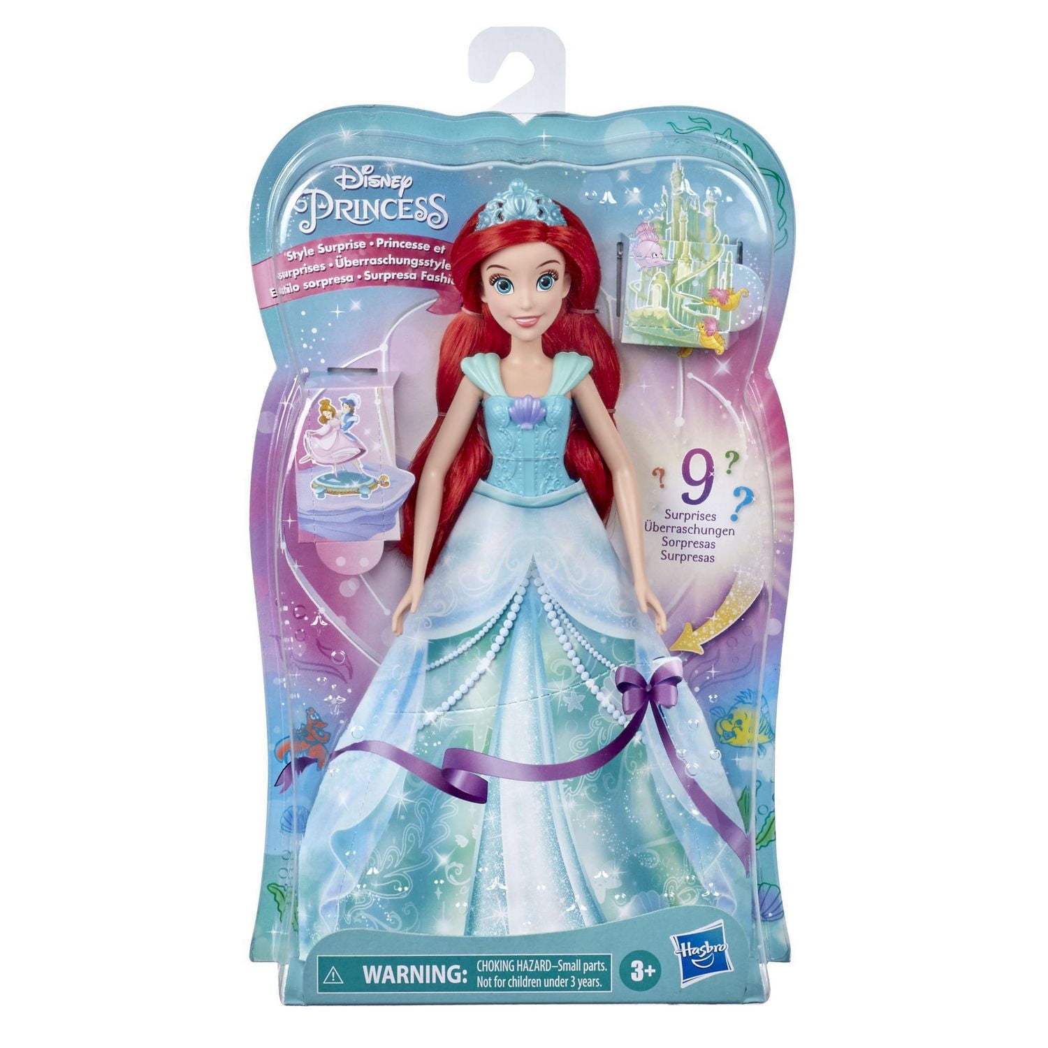 Disney Princess Style Surprise Ariel Fashion Doll with 10 Fashions and Accessories, Hidden Surprises