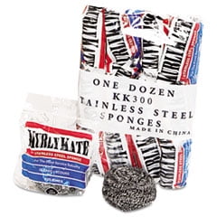 Stainless Steel Scrubbers, Medium, 3.5 x 3.5, Steel Gray, 12/Pack, 12 Packs/Carton Stainless Steel Scrubbers, Medium, 3.5 x 3.5, Steel Gray, 12/Pack, 12 Packs/Carton