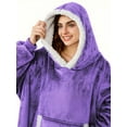 thumbnail image 5 of Women's Plus Size Hooded Robe with Pocket, Oversized Wearable Blanket, Flannel Sherpa Loungewear, Cozy Fleece Robe for Pet Owners, Holds Small Dogs & Cats, 5 of 5