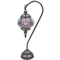 thumbnail image 2 of Silver Fever Handcrafted Mosaic Turkish Lamp Moroccan Glass Table Desk Bedside Light Bronze Base with E12 Bulb Floral Burst Lattern, 2 of 6
