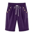 thumbnail image 5 of vigerkar Women Bermuda Shorts Knee Length High Waisted Shorts Summer Casual Capri Pants with Pockets (Purple, L), 5 of 6