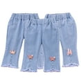 thumbnail image 2 of YTDSCS Baby Toddler Jeans Pants for Girls Elastic Waist Straight Denim Pants for 1-5 Years Loose Summer Seven Trousers for Girls, 2 of 9