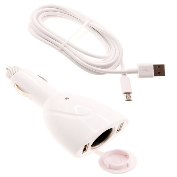 2-Port USB Car Charger 6ft Long Cable Power Cord DC Socket Adapter Micro-USB R5G for Alcatel Cingular Flip 2, Quickflip 4044C, REVVL 2 - Arlo Pro 2 - ASUS ZenFone Max Plus M1 5Q