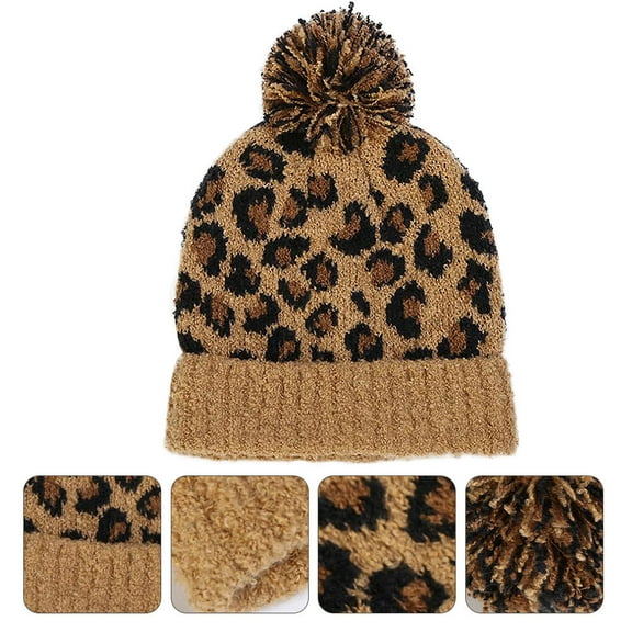 Homoyoyo 1-Pack Brown Warm Knitted Woolen Yarn Hat for Women Winter Simple Style Cozy Beanie