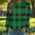 thumbnail image 3 of Women's Lightweight Sweatshirts Plaid Checkered Print Crewneck Pullover Long Sleeve Loose Christmas Casual Tops (XL, Green #A), 3 of 7