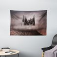 thumbnail image 1 of Fantasy Tapestry, Abandoned Ancient Castle on a Mountain Top Surrounded with Stormy Clouds, Wall Hanging for Bedroom Living Room Dorm Decor, 60W X 40L Inches, Grey Brown Pale Coral, by Ambesonne, 1 of 2