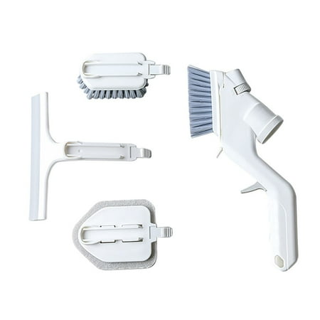 

5 In 1 Set Kitchen Cleaning Scrub Brush with 1 Handle and 4 Detachable Heads Scrub Groove Squeegee Aluminum for All Cleaning Tasks