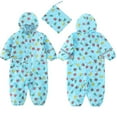 thumbnail image 4 of YIQAUMA Girls Boys Rainsuit Toddlers Kids Rain Suit Waterproof Coverall One Piece Rain Coat Light Blue,XXL, 4 of 5