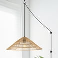 thumbnail image 6 of JONATHAN Y Nova 20.25" 1-Light Farmhouse Coastal Rattan 180" Cord Plug-In or Hardwired LED Pendant, Brown, 6 of 10