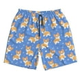 thumbnail image 2 of Honeii's Kawaii Corgi Print Men's Casual Shorts with Drawstring，Swim Trunks Quick Dry Beach Shorts, 2 of 5