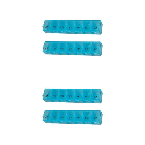 Caja de pastillas portátil Yuarrent 2 piezas organizador semanal dispensador a prueba de polvo Azul