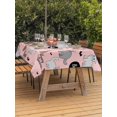 thumbnail image 2 of Outdoor Tablecloth with Umbrella Hole and Zipper, Pink Halloween Rectangle Table Cloth 60x120 Inch Waterproof Tablecloth, Cat Bat Ghost Pumpkins Picnic Table Cover for Patio Camping, 2 of 7