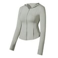 thumbnail image 2 of UVEASISHA Sun Protection Hoodie Shirt for Womens Lightweight Full Zip Running Track Jacket Slim Fit Stretch Athletic Yoga Shirt with Thumb Holes Gray L, 2 of 5