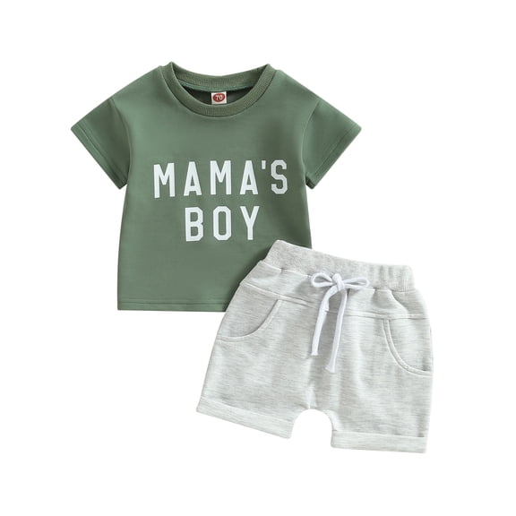 Toddler Baby Boy Clothes 6M 12M 18M 24M 3Y Mamas Boy Short Sleeve T-Shirt Tops Drawstring Shorts Sets 2Pcs Infant Casual Outfits