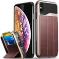 thumbnail image 1 of Vena iPhone Xs Max Wallet Case, vCommute (Military Grade Drop Protection) Flip Leather Cover Card Slot Holder with Kickstand Designed for Apple iPhone Xs Max - Rose Gold, 1 of 11