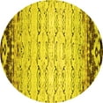 thumbnail image 1 of Ahgly Company Machine Washable Indoor Round Abstract Yellow Contemporary Area Rugs, 5' Round, 1 of 4