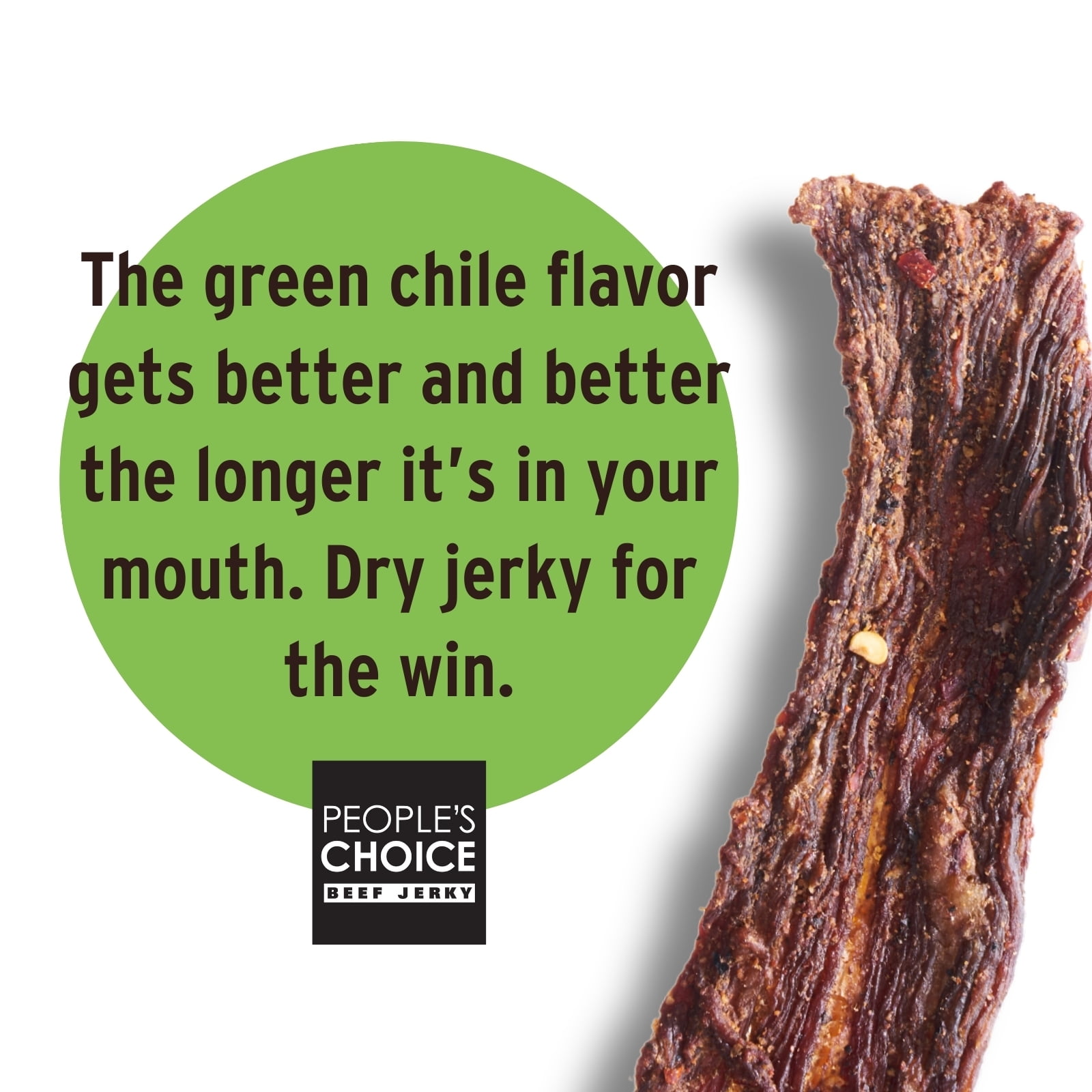 People's Choice Beef Jerky Carne Seca Hatch Green Chile - Sugar Free, Low Carb - 1 Lb Bag