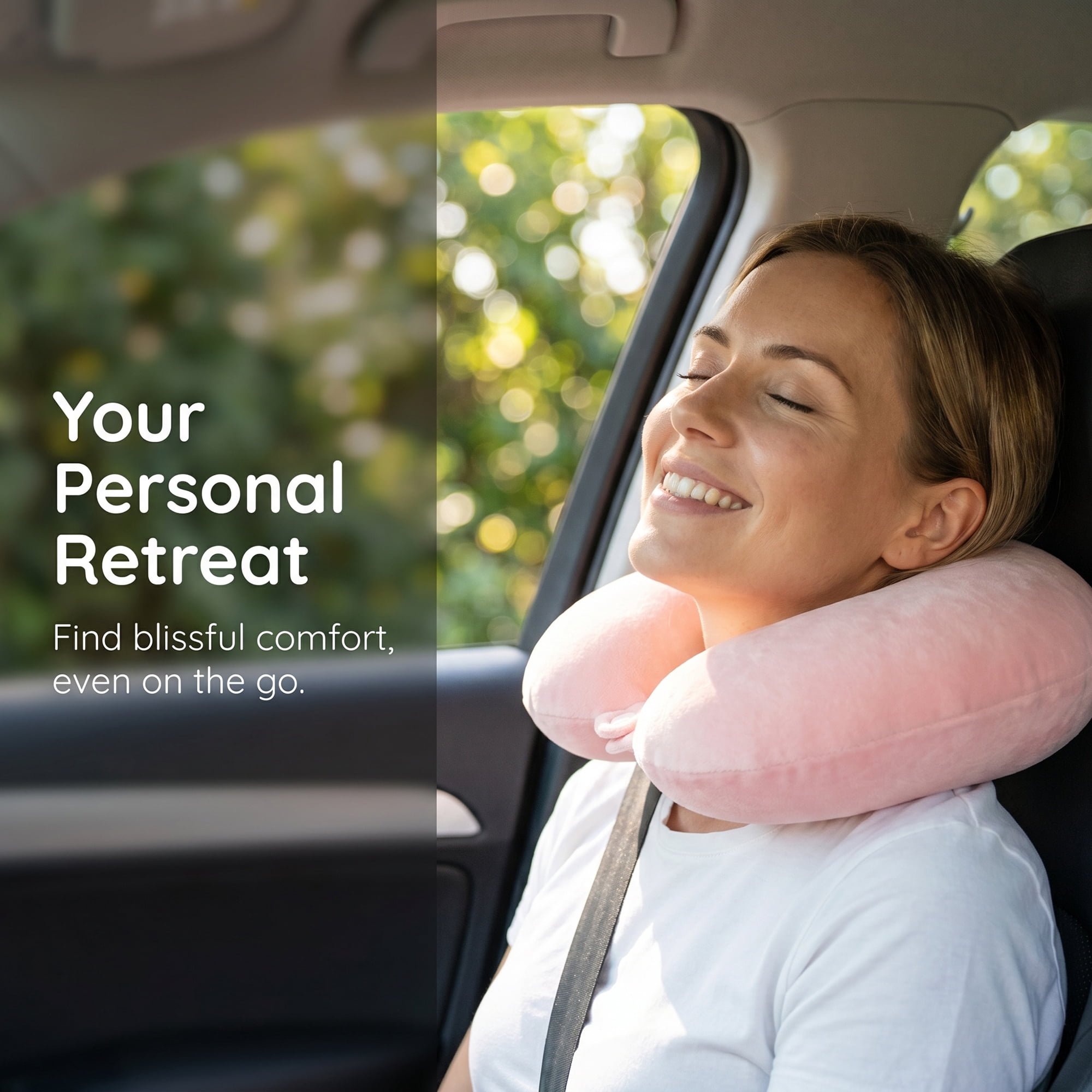 Unique Bargains PP Cotton Travel U Shape Neck Pillow for Office Naps Pink 11"x11"