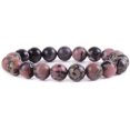 thumbnail image 1 of Angelstones Natural Matrix Rhodonite Gemstone 10mm Round Beads Stretch Bracelet 7 Inch Unisex, 1 of 2