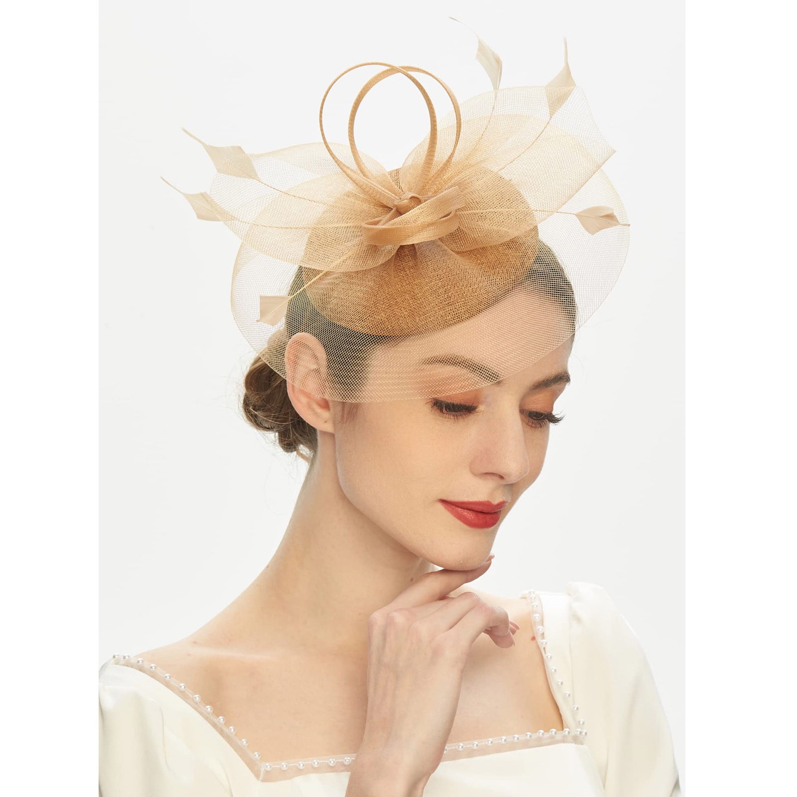 Tea Party Fascinator Kentucky Derby Folded Hat Fascinator Pillbox Hat Headband Kentucky Derby Hats for Women Pillbox Fascinator Headband  main image 2