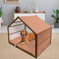thumbnail image 2 of Retro Pet House, Circular Spiral Motifs Old Fashioned Abstract Design Ornament, Outdoor & Indoor Portable Dog Kennel with Pillow and Cover, 5 Sizes, Rust and Pale Yellow, by Ambesonne, 2 of 4
