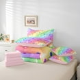 thumbnail image 4 of jejeloiu Glitter Rainbow Bedding Comforter Set,7pcs,Multicolor Galaxy Queen Bedding Sets,Girls Colorful Stripes Queen Sheet Sets For Children,Lightweight Bedroom Decor Reversible, 4 of 7