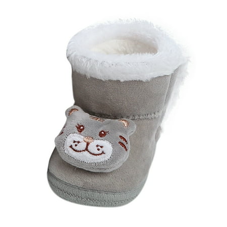 

nsendm Soft Baby Slippers Baby Boots Toddler Shoes Fleece Warm Booties Shoes Fashion Printing Non Slip Breathable Shoes Grey 9 Months