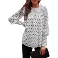 thumbnail image 1 of Minnieouse Blusa de mujer con estampado de puntos, camisa de gasa informal, linterna, manga larga, volantes de trabajo, top de dama Prendas para la parte del cuerpo Blanco L Minnieouse AP003530-03, 1 of 6