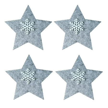 

YUNx 4Pcs/Set Cutlery Covers Christmas Snowflake Star Shape Reusable Fabric Eating Flatware Bags for Dinning Table