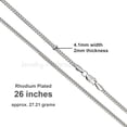 thumbnail image 2 of 4.1mm Miami Cuban Chain Link Sterling Silver 26 inches Unisex Rhodium Plated Curb Chain Necklace #314RHs26, 2 of 3