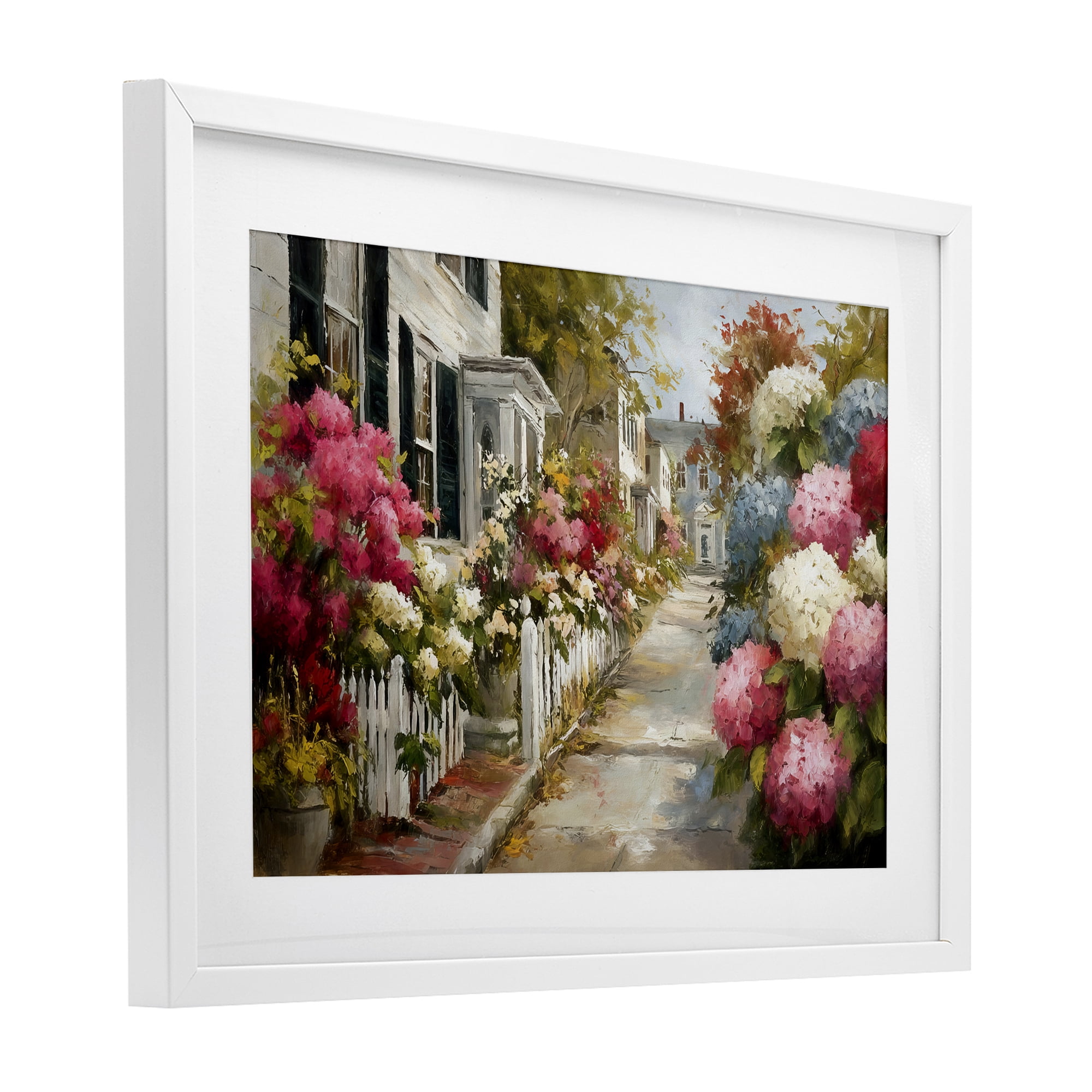 Stupell Industries Faded Shutters & Bursting Blooms White Framed Print Under Glass, design by Tina LeCour