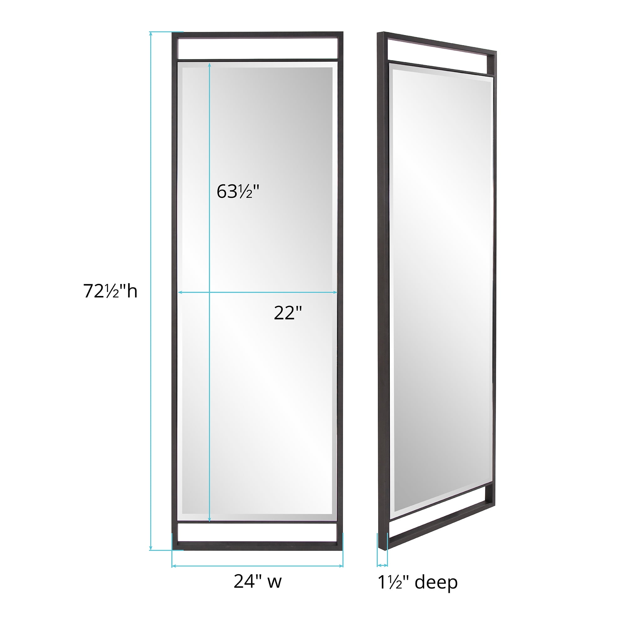 Tyler Dillon Silver Iron Framed Rectangular Full Length Wall Mirror - 72.5"H x 24"W