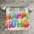 thumbnail image 3 of Ambesonne Birthday Party Quilted Bedspread Set 3 Pcs, Cake Candles Hearts, King Size, Multicolor, 3 of 3