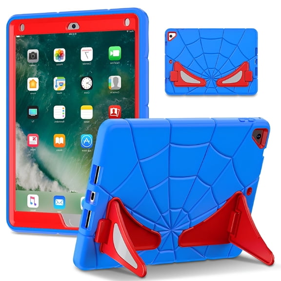 GJX Kids Tablet Case for iPad 6th Gen 9.7 Inch, Silicone PC Shockproof Cover for iPad Air 2 Pro 9.7 5th Gen 2017, Spider Design