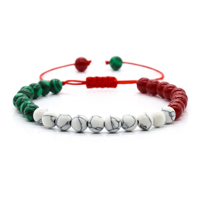 Pulsera con cuentas de la bandera de Palestina del Líbano, pulsera con cuentas rojas, verdes y blancas de la bandera, pulsera ajustable con cuentas de la bandera del Líbano Palestina Z6R5