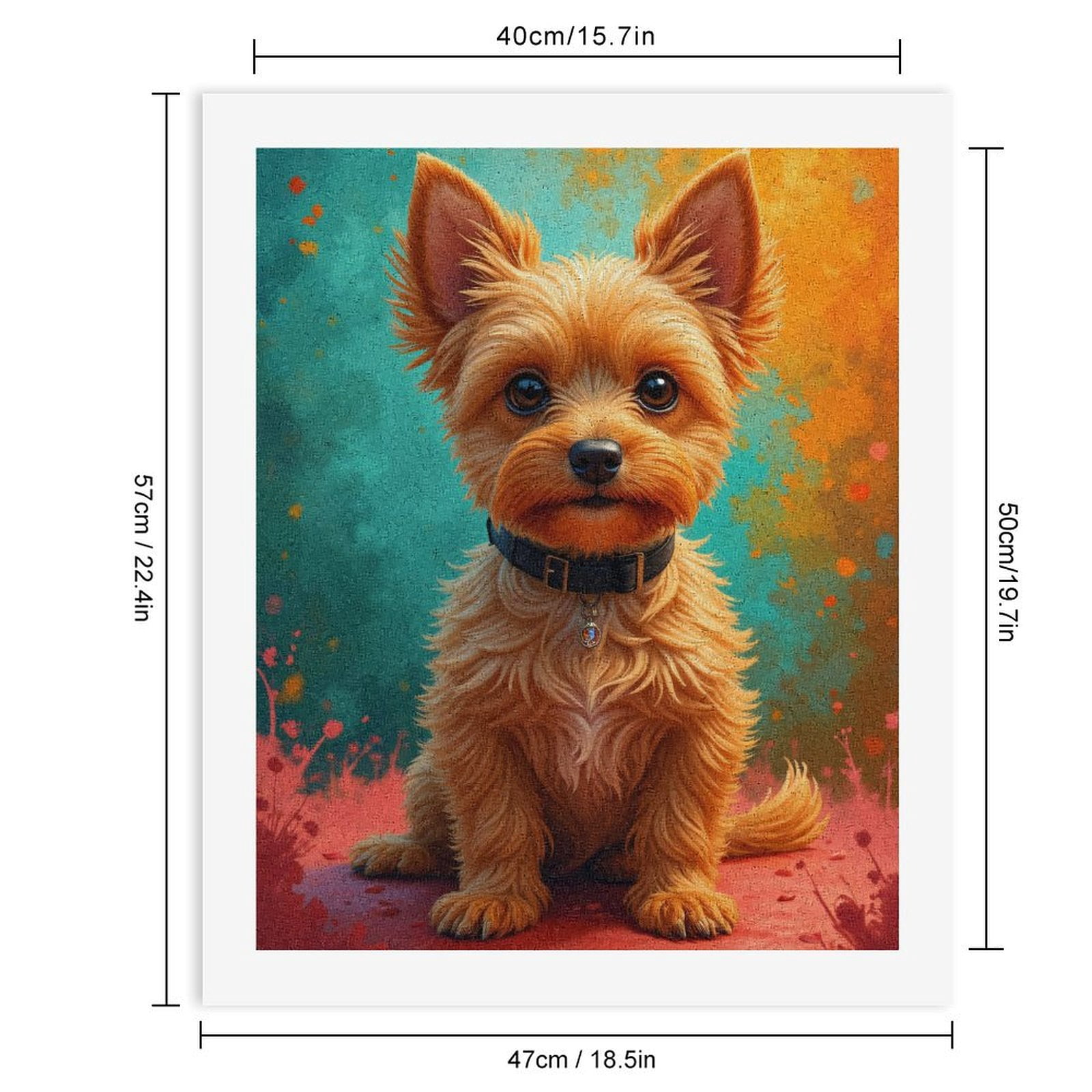 Paint By Numbers Kit for Adults Beginner - Small Dog Colorful Portrait Art DIY Canvas Painting Kits for Adults, Frameless Paint By Number for Adults for Home Wall Decor 16x20 Inch