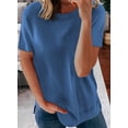 thumbnail image 2 of Womens Striped Color Block Short Sleeve Causal Blouses T Shirts Tops, 2 of 4