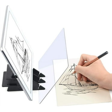 Triani Optical Image Drawing Board Set Ortable DIY Drawing Tracing Board Light Copy Pad Tracing Drawing Board Painting Reflection Tracing Line Pad Compatible with Tablets and Smartphones