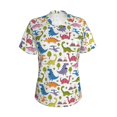 thumbnail image 2 of Uemuo Cute Dinosaur Printed Women's Classic V-Neck T-Shirt - Soft, Breathable, Moisture-Wicking, Perfect for Casual, Office, Travel, and Everyday Wear-Small, 2 of 5