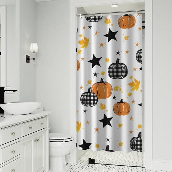 Autumn Halloween Pumpkins Pattern Shower Curtain 36"x72" ,Bathroom Decorative Shower Curtains Set with 12 Hooks,Modern Waterproof Washable Shower Curtain