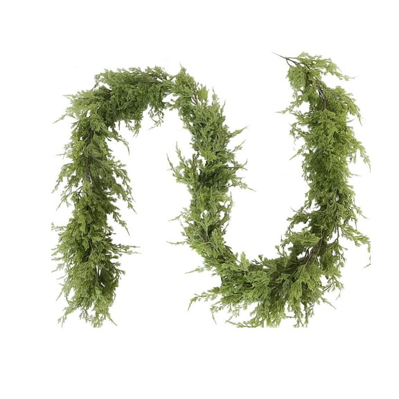 LAMIRO 6.6 Ft Christmas Cedar Garland Realistic Faux Cypress Garland Green Artificial Pine Garlands for Mantle Fireplace Table Stairs Indoor Outdoor Xmas Decorations
