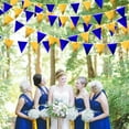 thumbnail image 6 of Royal Blue Gold Party Decoration Navy Blue Gold Triangle Pennant Banner Flag Metallic Fabric Bunting Garland for Graduation Birthday Wedding Retirement Bridal Shower Nautical Ahoy Achor Party Supplies, 6 of 6