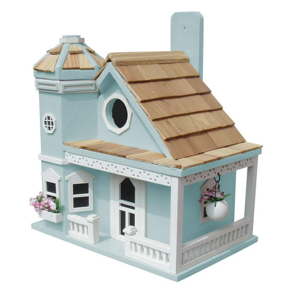 CC Outdoor Living 10" Blue and Brown Victorian Manor Outdoor Garden Bird House